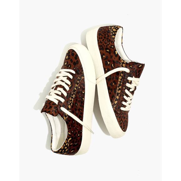 Madewell Sidewalk Low-Top Sneakers in Painted Leopard Colorblock Calf Hair - Picture 2 of 8